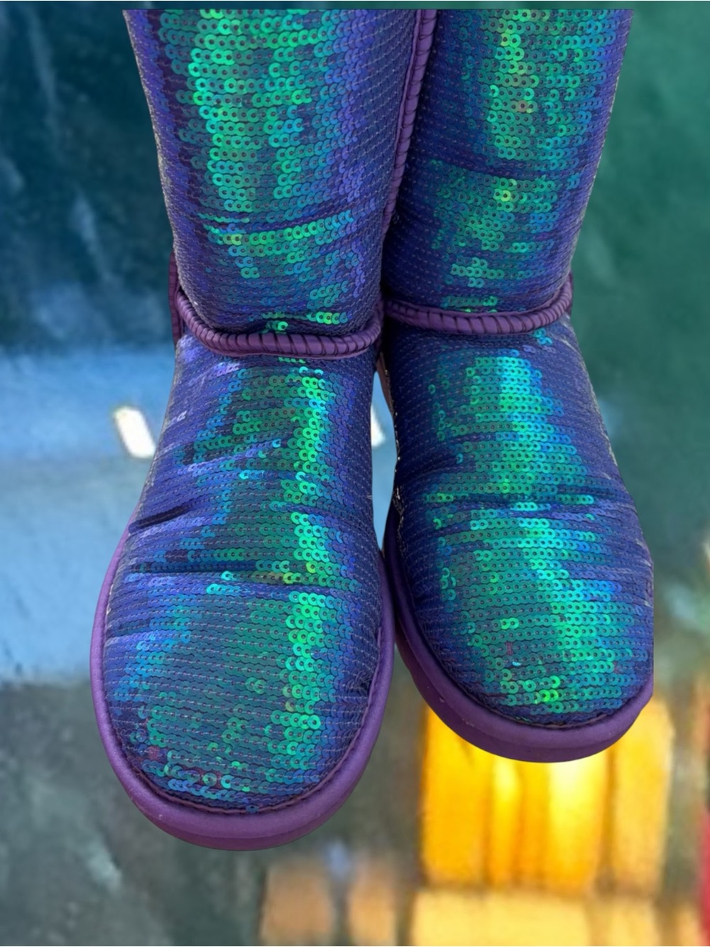 UGG Purple Sequin Teal Iridescent Short Boots